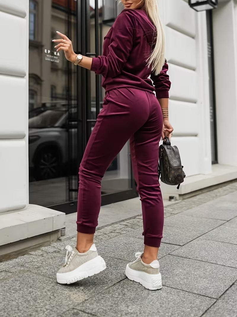 x.Trening Catifea cu Fermoar - Set 2 Piese: Hanorac + Pantaloni