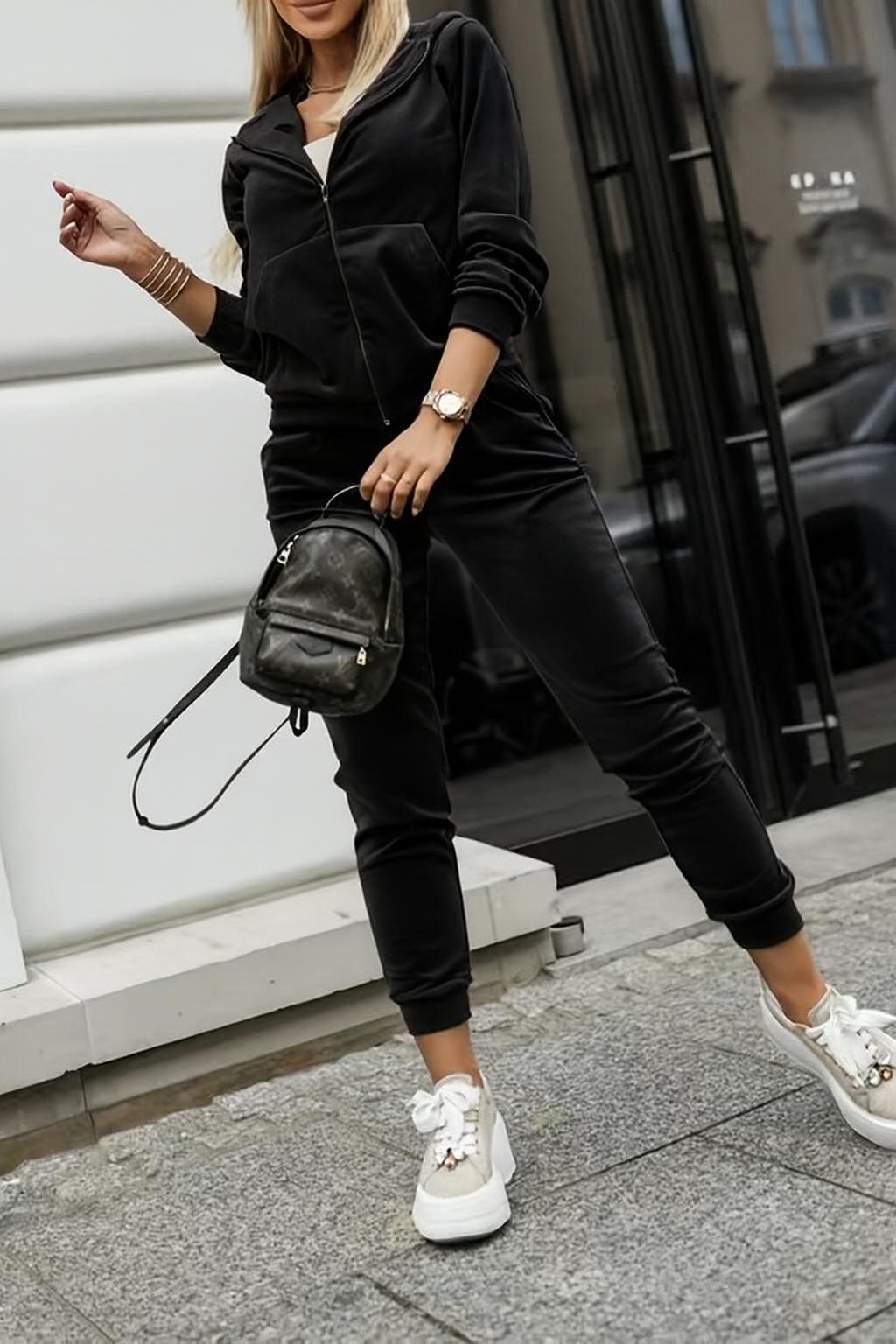 x.Trening Catifea cu Fermoar - Set 2 Piese: Hanorac + Pantaloni