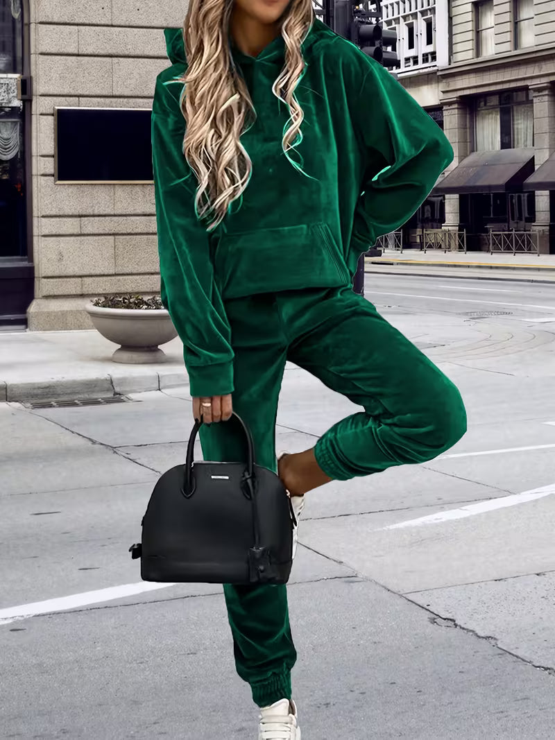 x.Trening Catifea - Set 2 Piese: Hanorac + Pantaloni